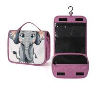 QMKFWT Cartoon Elephant Toiletry Bag Waterproof Makeup Bag with Hanging Hook Cosmetic Bags for Women Travel Essentials