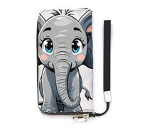 QMKFWT Cartoon Elephant Wallet Large Capacity Clutch Cash PursePU Leather Long Zipper Pouch Wallet Unisex, white, 20x10.5cm, Wallet
