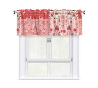 QMKFWT Cartoon Ladybug Curtain Valance for Windows,Kitchen Window Curtains Blackout Drapes Window Treatments Decorative Rod Pocket Short Curtain for Living Room Bedroom,54" W x 18" L