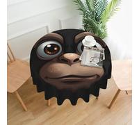 QMKFWT Cartoon Monkey Avatar Printed Round Tablecloth,Dust-Proof Wrinkle Resistant Table Cover Washable Polyester Table Cloth for Kitchen Dining Room Farmhouse Picnic Indoor Outdoor(Round 60 Inch)