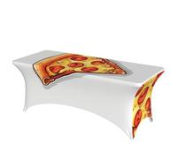 QMKFWT Cartoon Pizza Decorative Tablecloth Protector for Wedding, Banquet & Parties6FT Spandex Rectangle Tablecloths, Stretch Washable Table Cloth Wrinkle Free Patio Table Cover