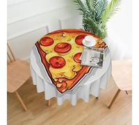 QMKFWT Cartoon Pizza Printed Round Tablecloth,Dust-Proof Wrinkle Resistant Table Cover Washable Polyester Table Cloth for Kitchen Dining Room Farmhouse Picnic Indoor Outdoor(Round 60 Inch)
