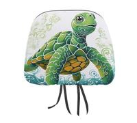 QMKFWT Cartoon Turtle Pattern Car Seat Headrest Cover Adjustable and Reusable Anti-Dirty Flexible Hear Rest Covers Soft Dust-Proof Car Seat Headrest Protector for Most Vehicles