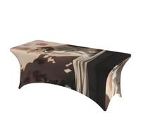 QMKFWT Cat Basking in the Sun Decorative Tablecloth Protector for Wedding, Banquet & Parties6FT Spandex Rectangle Tablecloths, Stretch Washable Table Cloth Wrinkle Free Patio Table Cover