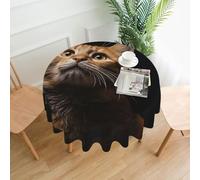 QMKFWT Cat Looks Up Printed Round Tablecloth,Dust-Proof Wrinkle Resistant Table Cover Washable Polyester Table Cloth for Kitchen Dining Room Farmhouse Picnic Indoor Outdoor(Round 60 Inch)