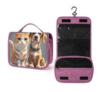 QMKFWT Cats And Dogs Toiletry Bag Waterproof Makeup Bag with Hanging Hook Cosmetic Bags for Women Travel Essentials