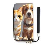 QMKFWT Cats And Dogs Wallet Large Capacity Clutch Cash PursePU Leather Long Zipper Pouch Wallet Unisex, white, 20x10.5cm, Wallet
