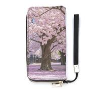 QMKFWT Cherry Blossom Wallet Large Capacity Clutch Cash PursePU Leather Long Zipper Pouch Wallet Unisex, white, 20x10.5cm, Wallet
