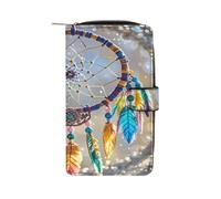 QMKFWT Cherry Dream Catcher Leather Wallet Long Checkbook Wallets Classic Bifold Ladies Clutch with ID Window