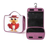 QMKFWT Chicken Wearing Hat Toiletry Bag Waterproof Makeup Bag with Hanging Hook Cosmetic Bags for Women Travel Essentials