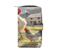 QMKFWT Chickens And Farm Leather Wallet Long Checkbook Wallets Classic Bifold Ladies Clutch with ID Window