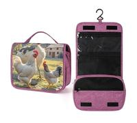 QMKFWT Chickens And Farm Toiletry Bag Waterproof Makeup Bag with Hanging Hook Cosmetic Bags for Women Travel Essentials