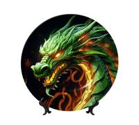 QMKFWT Chinese Dragon Bone China Decorative Plate,7in Ceramic Decorative Plates with Display Stand,Ceramic Ornaments Art Porcelain Plate for Home Office Wall Decor Collections Plates