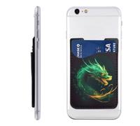 QMKFWT Chinese Dragon Phone Wallet, Stick On Card Holder for Back of Phone Case - Leather Cell Phone Card Wallet Sleeve Adhesive Phone Pocket - Compatible with Most Cell Phones