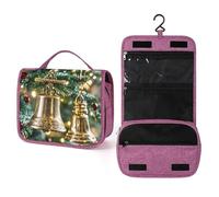 QMKFWT Christmas Bell Toiletry Bag Waterproof Makeup Bag with Hanging Hook Cosmetic Bags for Women Travel Essentials