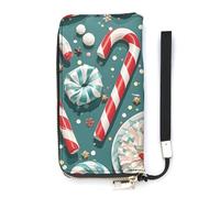 QMKFWT Christmas Candy Cane Wallet Large Capacity Clutch Cash PursePU Leather Long Zipper Pouch Wallet Unisex, white, 20x10.5cm, Wallet