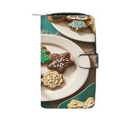 QMKFWT Christmas Cookies Leather Wallet Long Checkbook Wallets Classic Bifold Ladies Clutch with ID Window
