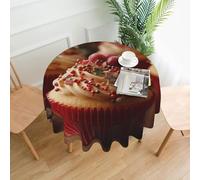 QMKFWT Christmas Cupcakes Printed Round Tablecloth,Dust-Proof Wrinkle Resistant Table Cover Washable Polyester Table Cloth for Kitchen Dining Room Farmhouse Picnic Indoor Outdoor(Round 60 Inch)