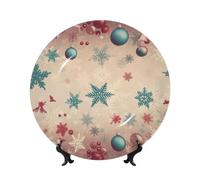 QMKFWT Christmas Day Bone China Decorative Plate,6inï¼ˆ15cmï¼‰ Ceramic Decorative Plates with Display Stand,Ceramic Ornaments Art Porcelain Plate for Home Office Wall Decor Collections Plates