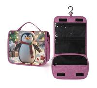 QMKFWT Christmas Funny Penguin Toiletry Bag Waterproof Makeup Bag with Hanging Hook Cosmetic Bags for Women Travel Essentials