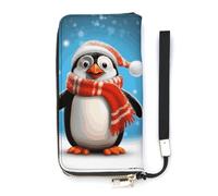 QMKFWT Christmas Funny Penguin Wallet Large Capacity Clutch Cash PursePU Leather Long Zipper Pouch Wallet Unisex, white, 20x10.5cm, Wallet
