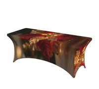 QMKFWT Christmas Glitter Flowers Decorative Tablecloth Protector for Wedding, Banquet & Parties6FT Spandex Rectangle Tablecloths, Stretch Washable Table Cloth Wrinkle Free Patio Table Cover