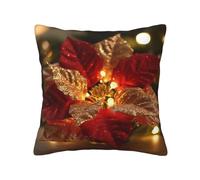QMKFWT Christmas Glitter Flowers Print Throw Pillow Covers Decorative Pillow Cover Square Cushion Cases Soft Cushion Cover Throw Sofa Pillow Case for Home Decor Living Room Bed Couch Car 20"x20"