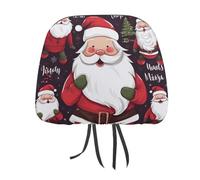QMKFWT Christmas Santa Claus Car Seat Headrest Cover Adjustable and Reusable Anti-Dirty Flexible Hear Rest Covers Soft Dust-Proof Car Seat Headrest Protector for Most Vehicles