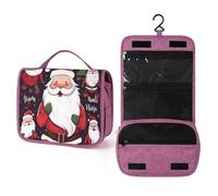 QMKFWT Christmas Santa Claus Toiletry Bag Waterproof Makeup Bag with Hanging Hook Cosmetic Bags for Women Travel Essentials