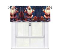 QMKFWT Christmas Santa Curtain Valance for Windows,Kitchen Window Curtains Blackout Drapes Window Treatments Decorative Rod Pocket Short Curtain for Living Room Bedroom,54" W x 18" L