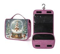 QMKFWT Christmas Snow Globe Toiletry Bag Waterproof Makeup Bag with Hanging Hook Cosmetic Bags for Women Travel Essentials