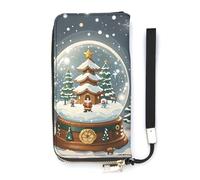 QMKFWT Christmas Snow Globe Wallet Large Capacity Clutch Cash PursePU Leather Long Zipper Pouch Wallet Unisex, white, 20x10.5cm, Wallet