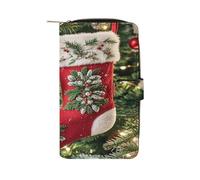 QMKFWT Christmas Stocking Leather Wallet Long Checkbook Wallets Classic Bifold Ladies Clutch with ID Window