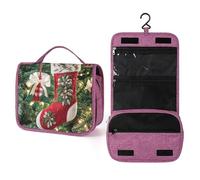 QMKFWT Christmas Stocking Toiletry Bag Waterproof Makeup Bag with Hanging Hook Cosmetic Bags for Women Travel Essentials