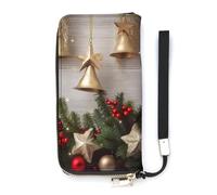 QMKFWT Christmas Tree And Bells Wallet Large Capacity Clutch Cash PursePU Leather Long Zipper Pouch Wallet Unisex, white, 20x10.5cm, Wallet