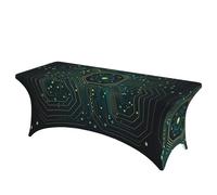 QMKFWT Circuit Board Decorative Tablecloth Protector for Wedding, Banquet & Parties6FT Spandex Rectangle Tablecloths, Stretch Washable Table Cloth Wrinkle Free Patio Table Cover
