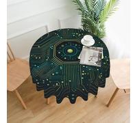 QMKFWT Circuit Board Printed Round Tablecloth,Dust-Proof Wrinkle Resistant Table Cover Washable Polyester Table Cloth for Kitchen Dining Room Farmhouse Picnic Indoor Outdoor(Round 60 Inch)