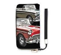 QMKFWT Classic Car Roadsters Old Fashioned Wallet Large Capacity Clutch Cash PursePU Leather Long Zipper Pouch Wallet Unisex, white, 20x10.5cm, Wallet