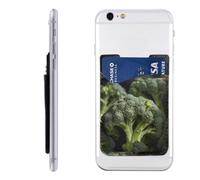 QMKFWT Close-Up of Broccoli Phone Wallet, Stick On Card Holder for Back of Phone Case - Leather Cell Phone Card Wallet Sleeve Adhesive Phone Pocket - Compatible with Most Cell Phones