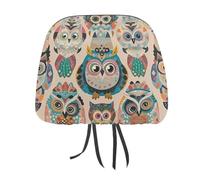 QMKFWT Color Owl Pattern Car Seat Headrest Cover Adjustable and Reusable Anti-Dirty Flexible Hear Rest Covers Soft Dust-Proof Car Seat Headrest Protector for Most Vehicles