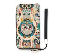 QMKFWT Color Owl Pattern Wallet Large Capacity Clutch Cash PursePU Leather Long Zipper Pouch Wallet Unisex, white, 20x10.5cm, Wallet