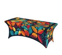 QMKFWT Colorful Artwork Decorative Tablecloth Protector for Wedding, Banquet & Parties6FT Spandex Rectangle Tablecloths, Stretch Washable Table Cloth Wrinkle Free Patio Table Cover