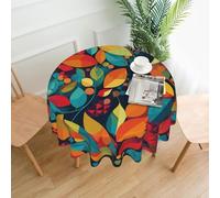 QMKFWT Colorful Artwork Printed Round Tablecloth,Dust-Proof Wrinkle Resistant Table Cover Washable Polyester Table Cloth for Kitchen Dining Room Farmhouse Picnic Indoor Outdoor(Round 60 Inch)