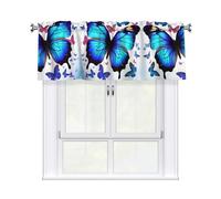 QMKFWT Colorful Butterfly Curtain Valance for Windows,Kitchen Window Curtains Blackout Drapes Window Treatments Decorative Rod Pocket Short Curtain for Living Room Bedroom,54" W x 18" L