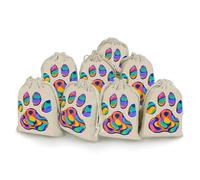 QMKFWT Colorful Dog Paw Print Drawstring Pouches Small Bulk Cotton Burlap Storage Bags Reusable Muslin Sachet Bag for Candy, Toys, Jewelry, Treats, Birthday Party Favors