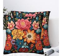 QMKFWT Colorful Floral Plush Throw Pillow Covers 22"X22",Soft Cozy Couch Cushion Covers Decorative Pillow Cases for Holiday Home Bedroom Sofa Decors