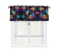 QMKFWT Colorful Flower Curtain Valance for Windows,Kitchen Window Curtains Blackout Drapes Window Treatments Decorative Rod Pocket Short Curtain for Living Room Bedroom,54" W x 18" L
