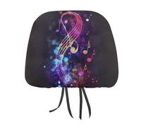 QMKFWT Colorful Galaxy Music Note Car Seat Headrest Cover Adjustable and Reusable Anti-Dirty Flexible Hear Rest Covers Soft Dust-Proof Car Seat Headrest Protector for Most Vehicles