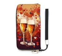 QMKFWT Colorful Heart Champagne Wallet Large Capacity Clutch Cash PursePU Leather Long Zipper Pouch Wallet Unisex, white, 20x10.5cm, Wallet