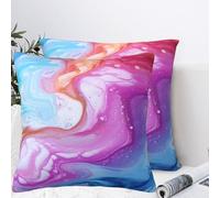 QMKFWT Colorful Marble Pastel Pink Blue Purple Plush Throw Pillow Covers 24"X24",Soft Cozy Couch Cushion Covers Decorative Pillow Cases for Holiday Home Bedroom Sofa Decors